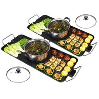 2X Electric Steamboat Asian Hot Pot Soup Maker Fondue Teppanyaki Hotpot Grill