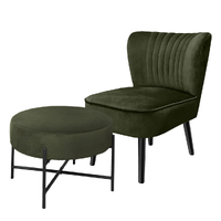  Accent Chair Foot Stool Set Ottoman Green