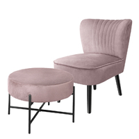  Accent Chair Foot Stool Set Ottoman Pink