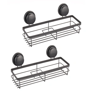 CARLA HOME 2 Pack Rectangular Corner Shower Caddy Shelf Basket Rack with Premium Vacuum Suction Cup No-Drilling for Bathroom and Kitchen