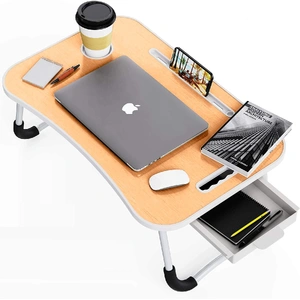 CARLA HOME Laptop Bed Desk with storage, Breakfast Bed Tray with Foldable Legs, Portable Desk, Sofa Tray with Foldable Legs, Laptop Desk for Bed, Lapt