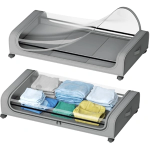 Set 2 Pcs XXL Under Bed Rolling Storage Containers with 50L Large Capacity and Wheels