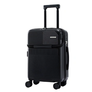Wanderlite 20" Luggage Suitcase Front Pocket Travel Carry On TSA Black