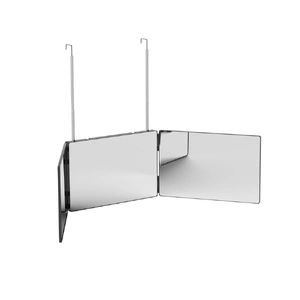 Trifold Mirror Makeup Portable with Height Adjustable 3 Way Telescoping Hook Hair Cutting Styling