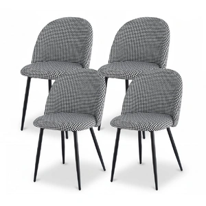Artiss Dining Chairs Set of 4 Linen Solid Curved Houndstooth
