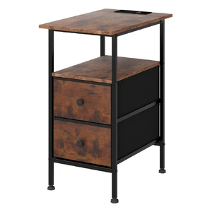 Bedside Table Side Table 2 Drawers Cabinet Brown