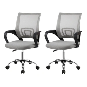 Artiss 2x Mesh Office Chair Mid Back Grey