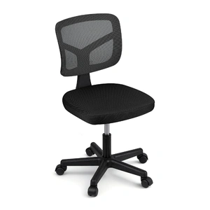 Artiss Armless Office Chair with Wheels, Ergonomic 360° Swivel Home Office Desk Chair, Height Adjustable Computer Task Chair with Fabric Back and Seat