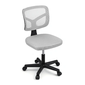 Artiss Armless Office Chair with Wheels, Ergonomic 360° Swivel Home Office Desk Chair, Height Adjustable Computer Task Chair with Fabric Back and Seat