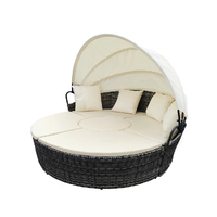 Day Bed Sofa Daybed Outdoor Garden Sun Lounge Furniture Wicker Round 4pcs