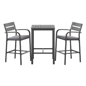 Gardeon 3Pcs Outdoor Bar Set Stools Dining Chairs Table Patio Aluminium Bistro Set Black