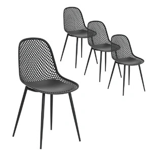 4PC Outdoor Dining Chairs PP Lounge Chair Patio Garden Furniture Black