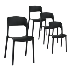 Gardeon 4PC Outdoor Dining Chairs Stackable PP Patio Chair Garden Furniture Black