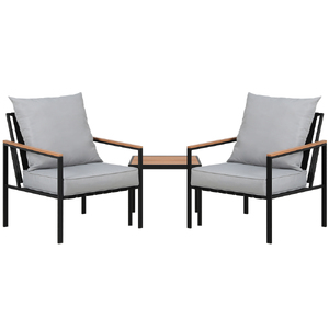 Gardeon 3PC Outdoor Furniture Bistro Set Lounge Setting Chairs Table Patio Black