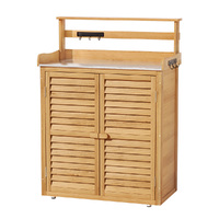 Outdoor Storage Cabinet Box Potting Bench Table Shelf Chest Garden Shed