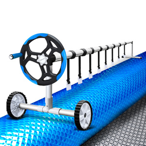 Aquabuddy Pool Cover 500 Micron 8.5x4.2m Silver Swimming Pool Solar Blanket 5.5m Blue Roller
