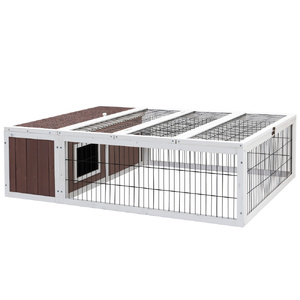 Rabbit Hutch 124cm x 90cm x 35cm Chicken Coop Large Outdoor Wooden Run Cage House