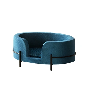 Pet Bed Dog Sofa Lounge Cat Calming Couch Raised Blue
