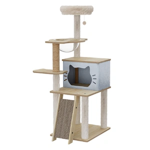 Cat Tree Tower Scratcher Wood Condo House 120cm