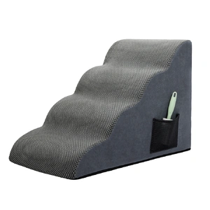 4 Steps Pet Stairs Dog Ramp High Density Foam Grey