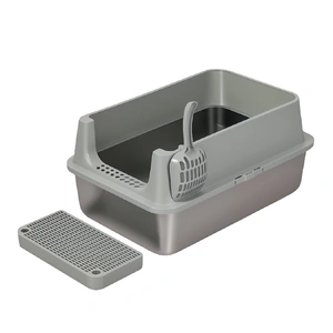 Stainless Steel Large Semi-Enclosed Cat Litter Box