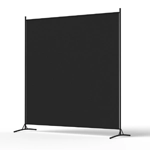 Room Divider Screen 175x180cm Fabric Black