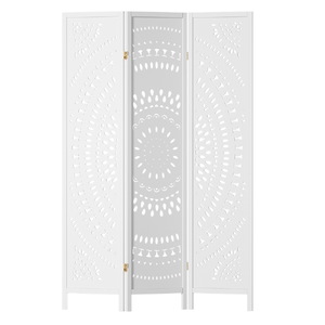 3 Panel Room Divider Screen 132x170cm Circle White