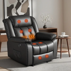Manual Massage Recliner Chair for Living Room, Leather Sofa Lounge Reclining Chair with 2 USB Port, 160¬∞ Recline Reading Chair with 20CM Wide Armrest