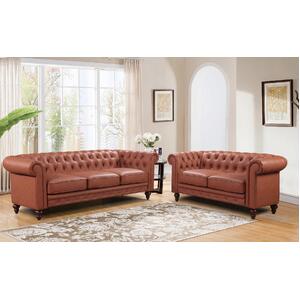 3+2 Seater Brown Sofa Lounge Chesterfireld Style Button Tufted in Faux Leather