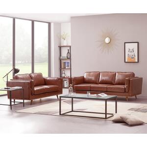 3+2 Seater Sofa Brown Leather Lounge Set for Living Room Couch with Wooden Frame