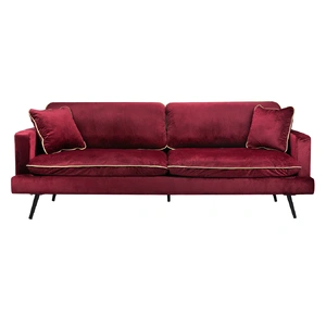  Velvet Sofa Armchair 3 Seater Couch Red 210cm Wide