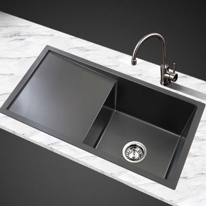 Kitchen Sink 75X45CM Stainless Steel Basin Single Bowl Laundry Black
