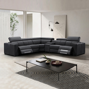 Genuine Leather 6 Seater Corner Sofa With 2 Electric Recliners And Reversible Console