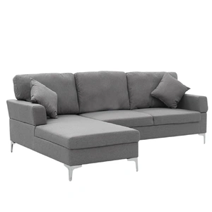Sarantino Linen Corner Sofa Couch Lounge L-shape W/right Chaise Seat Dark Grey
