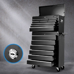 15 Drawer Tool Box Cabinet Chest Trolley Toolbox Garage Storage Box