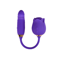 Rose Vibrator Sucking Thrusting Dildo Clitoral Stimulator Purple Sex Toy