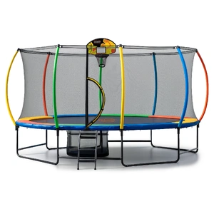 10 ft x 15 ft Oval Trampoline Outdoor L.E.D. Basketball Set Reversible Pad Safety Net