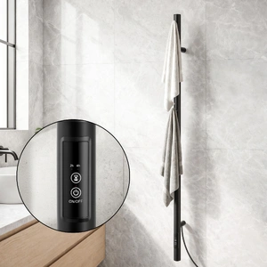 Heated Towel Rail with Timer Vertical Electric Heater Warmer Rack Black