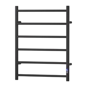 Heated Towel Rail 6 Round Bars with Timer Electric Heater Warmer Rack