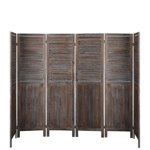  6 Panel Partition Room Divider Brown