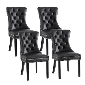 1 Set of 4 Artiss Dining Chairs Black Leather