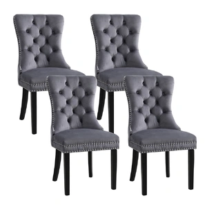 1 Set of 4 Artiss Dining Chairs Grey Velvet