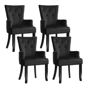4x Artiss Dining Chairs Velvet French Provincial Armchair Black