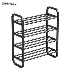 Hivvago 4-Layer Shoe Rack – Compact Steel Frame Organizer for Entryway, Black