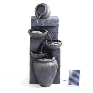 Samland 5 TIERS RUSTIC POURING POTS SOLAR WATER FOUNTAIN FEATURE