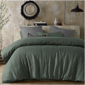 Hemp Sea Green Quilt Cover by Vintage Design Homeware Queen