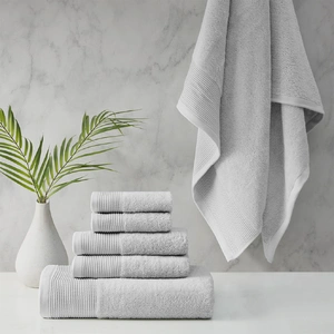 Retreat Cotton Tencel Antimicrobial 6 Piece Grey Towel Set by Cloud Linen