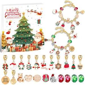 Christmas gift DIY Cartoon Snowman Bracelet Set with Crystal Beads