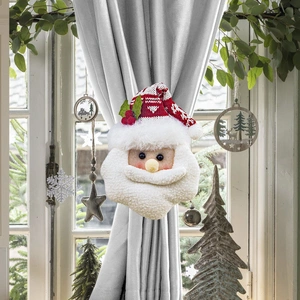 Christmas gift Warm Christmas Atmosphere - Festive Curtain Tie Decorations - Santa & Snowman Designs - Cozy Knitted Fabric（Santa Claus&snowman）
