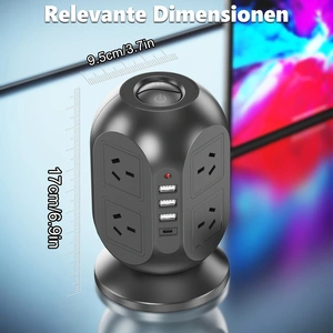 12-in-1 Tower Power Strip with USB